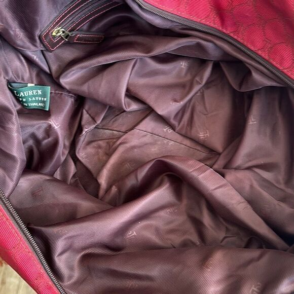Vintage 2000's Womens Red Signature Leather Trim Duffle Carry On Bag OS - Picture 11 of 13